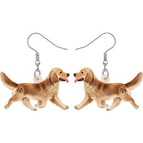 Acrylic Cute Golden Retriever Dangle Earrings Jewelry Pets Puppy Dog Gifts for Women Girls Charms Accessories