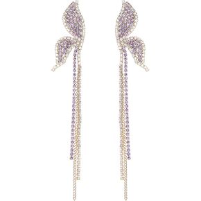 Dainty Butterfly Rhinestone Tassel Earrings Crystal Long Chain Drop Dangle Earrings Birthday Gifts Jewelry for Women Girls