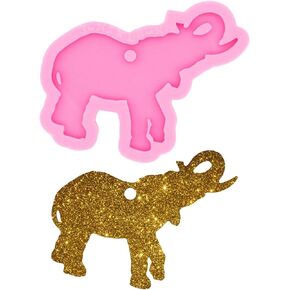 Shiny Glossy Elephant Shape Keychain Silicone Mold with Hole Candy Crystal Mold Necklace Epoxy Jewellery Silicone Mold Resin Crafting Molds for Luggage Tag Pendant