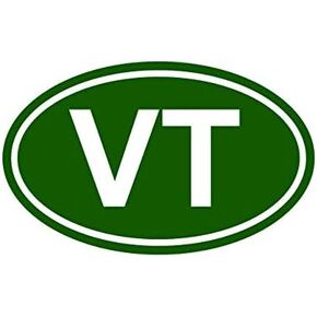 Green Oval VT Vermont Sticker Decal Self Adhesive Vermont Oval vt Euro Oval 1.25" Wide