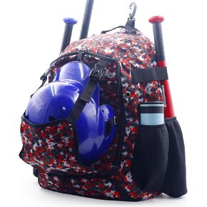ZOEA Baseball Bat Bag Backpack, T-Ball & Softball Equipment & Gear for Youth and Adults, Large Capacity Holds 4 Bats, Helmet, Gloves, Cleats,Shoes Compartment & Helmet Holder
