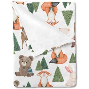 Woodland Animals Boho Leaves Baby Blanket for Boys Girls Bear Deer Owl Bunny Raccoon Squirrel Flannel Soft Swaddle Receiving Blankets Warm Unisex Daycare Nursery Crib Bed Throw Blanket 30x40