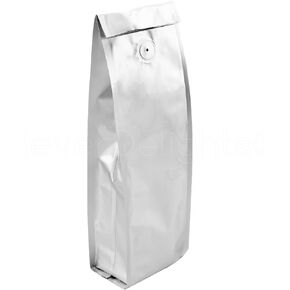 100 Pack - CleverDelights Silver Coffee Bags with Degassing Valve - Side Gusset - 1Lb (16oz) Capacity Bags