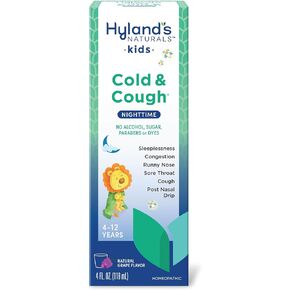 Hyland's Kids Cold & Cough، دواء شراب السعال العنب النهاري للأطفال من عمر 4 سنوات فما فوق، مزيل للاحتقان، وتخفيف التهاب الحلق والحساسية، علاج طبيعي لأعراض البرد الشائعة، 4 أونصة سائلة