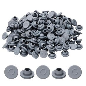 PATIKIL 13mm Vials Rubber Stoppers, 200 Pcs Self Injection Ports Mushroom Butyl Rubber Bottle Stopper for Glass Vial Liquid Culture Jars, Grey