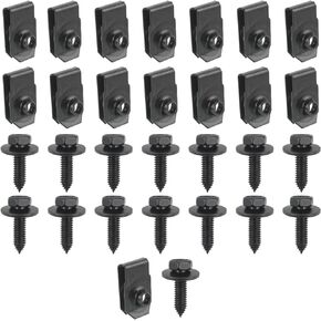 15 Sets M6-1.0 Extruded U Nuts & Body Bolts Kits Compatible with GM Ford Chevy Buick Chrysler Cadillac, Body Fender Bumper Radiator Hood Shield Panel Replaces 11503834 11503714 11503716