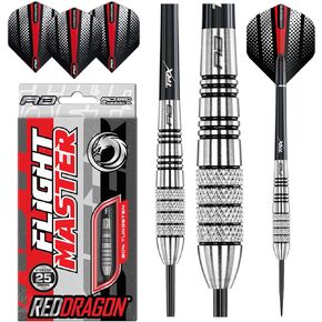 RED DRAGON Sidewinder 25g Flightmaster - Tungsten Steel Darts Set with Flights and Shafts