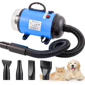 Dog Blower Grooming Dryer, Dog Dryer with Heater, Vacuum, Pet Dryer with Adjustable Speed, Temperature Control, 4 Different Nozzles for Home, Pet Washing Station, Travel