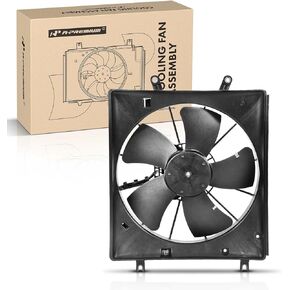 A-Premium Left Engine Radiator Cooling Fan Assembly Compatible with Select Acura Models - TL 2004 2005 2006 2007 2008 - Replace# 19015RDAA01, 19030RDAA02