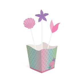 Mermaid Center Piece 4pcs Kit, Pink Under The Sea Centerpiece Table Decoration, Girl Party Supplies, Shells Baby Shower Celebration, 1st Birthday, Toddler