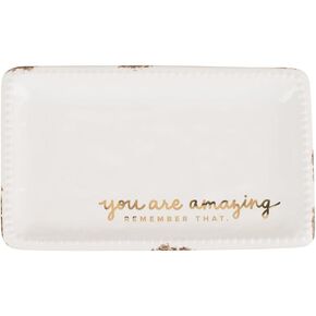 You are Amazing Ceramic Trinket Tray - 6" x 3.5" Hand Painted Mini Dish with Gold Lettering, Perfect for Keys, Jewelry & More, Minimalist Home Decor, Thoughtful Gift for Any Occasion