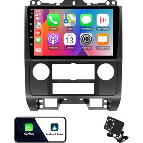 2+32G 9 inches Android 10 Double Din Car Stereo for Ford Escape/Kuga 2007-2012 IPS Touchscreen Screen Car Radio with Carplay & Android Auto Support Backup Camera GPS FM Navi BT