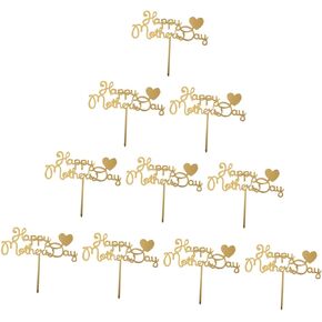 10pcs Heart Decorations Diy Cake Decoration Cupcake Toothpick Photo Props Photo Ornaments Judge Gavel Mom Fruit Cakes Mothers Day Cake Decoration Paper Cup Miss Cocktail