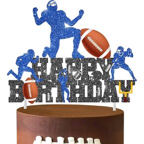 Football Birthday Cake Topper Football Theme Birthday Party Decoration Rugby Ball Player Cake Pick football Cake Topper for Sport Theme Baby Shower Supplies