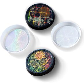 Playing Mold Resin Coaster Molds,2Pcs circular laser holographic Coaster Molds for Resin,epoxy Resin Molds for Making Resin Coasters,cups Mat,home Table Decoration in Kuwait