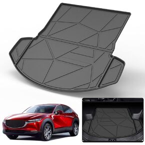 Cargo Liner for 2021 CX9 - Black TPO All Weather Heavy Duty Waterproof Rear Cargo Tray Trunk Floor Mat Protector Compatible with 2016-2023 Mazda CX-9