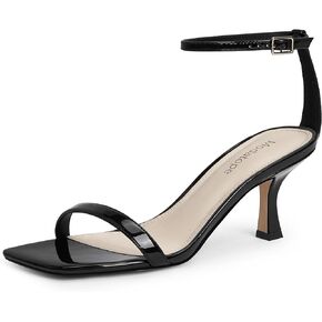 Modatope Womens Heeled Sandals Square Open Toe Kitten Heel Ankle Strap Heels for Women Daily Party Wedding Wear