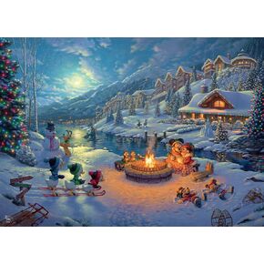 Ceaco - Thomas Kinkade - Disney Dreams Collection - Holiday - Mickey and Minnie Christmas Lodge - 1000 Piece Jigsaw Puzzle