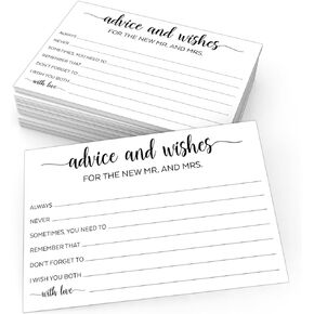 321Done Advice and Wishes for the Mr & Mrs, Made in USA - 4x6 White, Wedding Advice for Bride, Groom, Newlyweds, Bridal Shower, Thick Luxury Cardstock with Simple Script Minimalist Design - 50 Cards