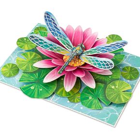 Happy Birthday Pop Up Cards, Dragonfly, Water Lily, Envelope, Elegant 3D Greeting Cards, Ideal Gift for Mom, Godmother, Stepmom, Sister, Grandma, Mother in law, Aunt, Wife, 5x7