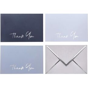 Heavy Duty Thank You Cards with Envelopes - 36 PK - Silver Thank You Notes 4x6 Inches Baby Shower Thank You Cards Wedding Thank You Cards Small Business Graduation Funeral Teacher (Dusty Blue)