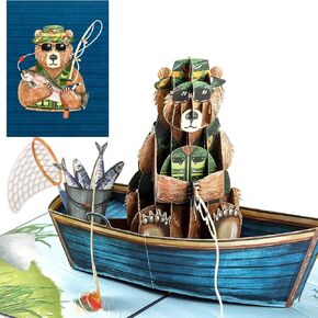 Liif Fishing Fathers Day Card, Fathers Day Pop Up Card, Retirement Card, Birthday Card For Dad, Men, Fisherman,Him, Husband, Grandpa, Retirement | With Message Note & Envelop