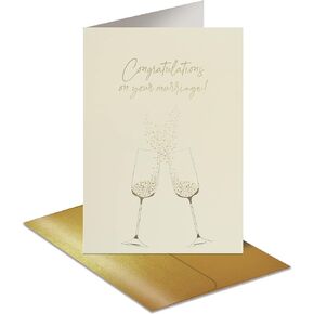 Better Office Products Wedding Congratulations Card with Metallic Gold & Silver Foil, Gold Shimmer Envelope, Classic 5 x 7 Inch Size, Heavy Textured Cardstock
