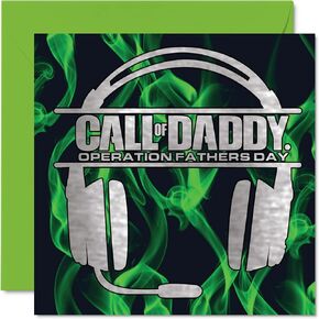 Gaming Fathers Day Cards for Dad Papa - The C.O.D Father - Cool Happy Fathers Day Card for Dad Papa from Son Daughter, 5.7 x 5.7 Inch Video Game Gamer Father's Day Greeting Cards Gift for Daddy Papa
