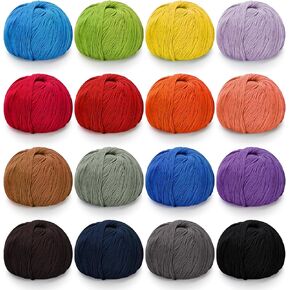 Cotton Yarn for Crocheting - 16 Skeins Sport Weight Yarn, Soft Yarn for Knitting and Crochet, Milk Cotton Yarn, Each 1.76oz/164yard (Assorted Colors)