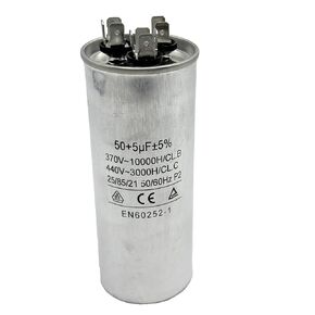 50+5uF 50/5 MFD 370V 440VAC CBB65 Dual Run Start Capacitor for Condenser Straight Cool or Heat Pump Air Conditioner or AC Motor and Fan Starting