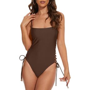 Women High Cut One Piece Swimsuit Tummy Control Bathing Suit Adjustable Straps Side Sexy Curvy Cute Monokini