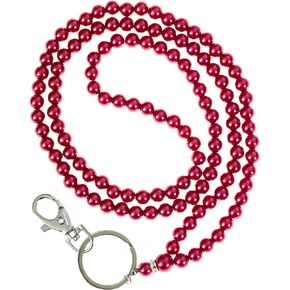 MPC Brands Longer Length Pearl Lanyard for Women Pearl With Diamond Accent Lanyards for ID Badges (38") - Dressy Pearl