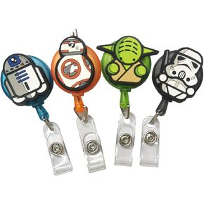 hqq charms 4PCS Retractable Badge Holder,Hero Badge Holder Reel Clip,Cartoon Retractable Badge Reel, Badge Reel Holder for Kids, Nurses, Name Badge Holders with Clip for Offices (2Mix)