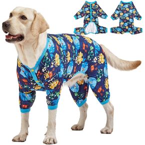 LovinPet Pajamas for Large Dogs - Lightweight Stretch Knit Pullover Dog Shirt, Marine Life Print, Large Dog Onesie, Large Breed Dog Jammie, Pet PJ's/XL