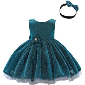 Dressy Daisy Baby Toddler Girls' Special Occasion Dresses Wedding Flower Girl Christmas Party Fancy Ball Gown with Headband