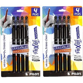 (2) Pilot FriXion ColorSticks Erasable Pen,Ink Color: Black,Point: Fine (0.7mm),4 Packs (15184)