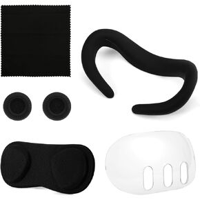 Face Pad Cover for Quest 3, Silicone VR Face Cover with Lens Cover & Clear Shell Cover Washable Sweatproof VR Face Cushion Cover Accessories Compatible with Meta Quest 3
