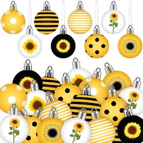 Barydat 48 Pcs 1.18 Inch Mini Summer Sunflower Ornaments for Tree Sunflower Hanging Decorations Yellow Tree Decor Themed Party Supplies for Wedding Baby Shower Holiday Party Favors(Classic Style)