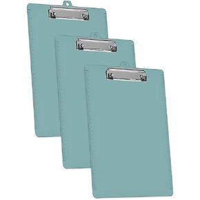 Acrimet Clipboard Letter Size A4 (13 3/8" x 9 7/16") Low Profile Clip with Side Rulers (Plastic) (Solid Green Color) (3 Pack)