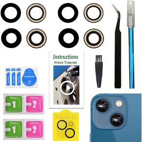 for iPhone 14 and iPhone 14 Plus Camera Lens Replacement,2 Sets OEM Original Camera Glass Lens for iPhone 14 / iPhone 14 Plus with Pre-Installed Adhesive+Repair Tools