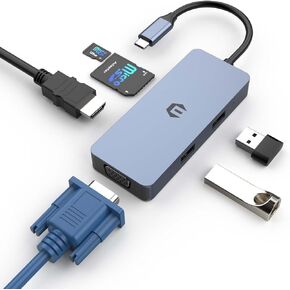 Docking Station with HDMI VGA Dual Display for Dell XPS 13/15, HP Spectre, Chromebook Pixel, and More