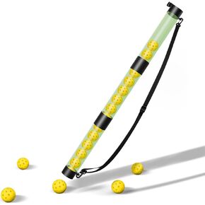 Pickleball Ball Retriever, Pickleball Picker Upper Holds 17 Balls, Pickleball Hopper with Shoulder Strap for Easy Pickup & Carrying, Detachable Pickleball Tube