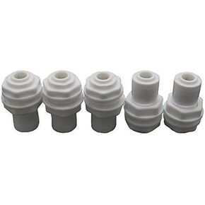 Lemoy 1/4 inch Plastic Bulkhead Fitting tubing Quick onnectors Pipe Fittings for Reverse Osmosis Drinking Water Filter System (Pack of 5)