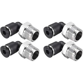 uxcell Push To Connect Tube Fitting Male Elbow 4mm Tube OD X 1/4NPT Thread Pneumatic Air Push Fit Lock Fitting 4pcs