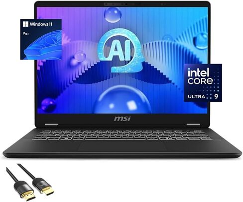 كمبيوتر محمول MSI Prestige 16 AI Evo، شاشة 16 بوصة QHD+، Core Ultra 9 185H (حتى 5.1 جيجاهرتز)، 16 جيجابايت DDR5، 512 جيجابايت NVMe SSD، WiFi 7، لوحة مفاتيح بإضاءة خلفية، لوحة مفاتيح، RJ45، TB 4، HDMI، قارئ بطاقة SD، PDG كابل اتش دي ام اي، ويندوز 11 برو in Saudi Arabia