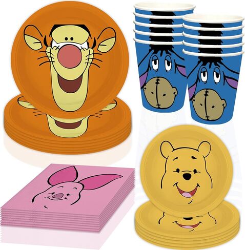60 Pcs Classic Winnie Bear Baby Shower Party Supplies Include Plates, Napkins,Cups,for Winnie Bear Party Decorations Supplies in Saudi Arabia