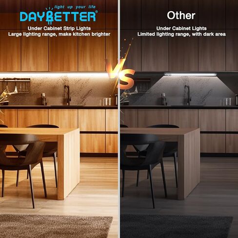 DAYBETTER تحت أضواء الخزانة، 6 قطع عكس الضوء تحت إضاءة الخزانة مع جهاز التحكم عن بعد، أضواء شريط LED لخزانة المطبخ، العداد، الرف، 2700K-6500K دافئ إلى ضوء النهار الأبيض، توقيت، 360 LED، 20 قدم in Kuwait