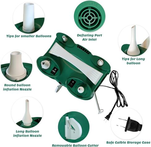 Balloon Pump Electric, 3-in-1 Balloon Pump for Inflatables and Deflator, Electric Balloon Pump for Latex 260q Foil Balloons, Quick-Fill 110V AC Inflator Deflator for Pool Floats Air Mattress in Kuwait