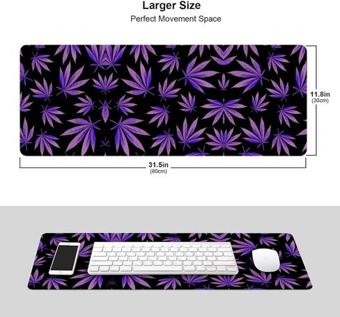 لوحة ماوس ألعاب Ganja Marijuana Weed، حصيرة لوحة مفاتيح كبيرة ممتدة للمكتب، حواف مخيطة مضادة للاهتراء، مقاومة للماء، لوحة ماوس مضادة للانزلاق للرجال والنساء in Kuwait