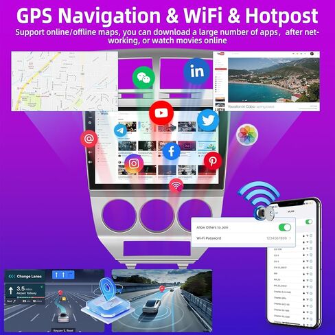 [2+64G] راديو سيارة Android 13 لسيارة Dodge Caliber 2007-2012 - تشغيل لاسلكي وAndroid Auto - راديو بشاشة لمس 10.1 بوصة مع راديو WiFi/GPS/FM RDS/SWC + كاميرا رؤية خلفية AHD in Kuwait